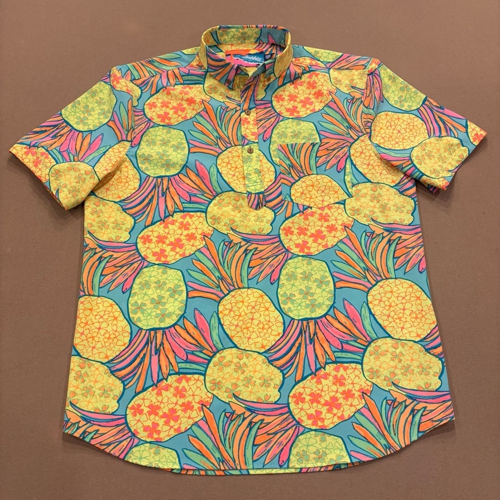 Chubbies The Nutter Pineapple Print Popover Shirt Size XL